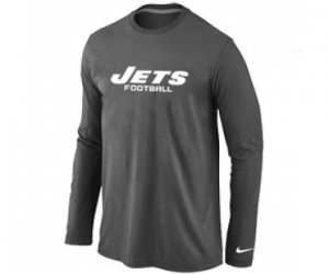 Nike New York Jets Authentic font Long Sleeve T-Shirt D.Grey