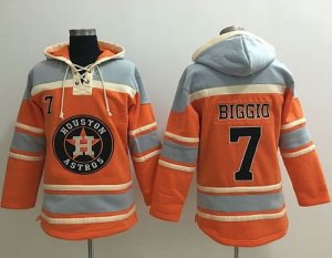 Houston Astros #7 Craig Biggio Orange Sawyer Hooded Sweatshirt MLB Hoodie