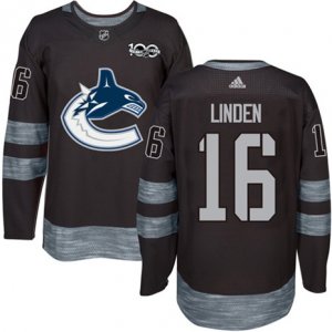 Vancouver Canucks #16 Trevor Linden Black 1917-2017 100th Anniversary Stitched NHL Jersey