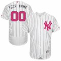 Mens Majestic New York Yankees Customized Authentic White 2016 Mothers Day Fashion Flex Base MLB Jersey
