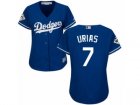 Women Majestic Los Angeles Dodgers #7 Julio Urias Replica Royal Blue Alternate 2017 World Series Bound Cool Base MLB Jersey