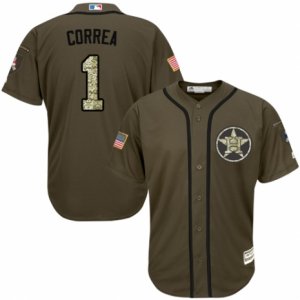 Men\'s Majestic Houston Astros #1 Carlos Correa Replica Green Salute to Service MLB Jersey