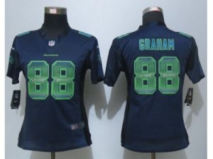 Women New Nike Seattle Seahawks #88 Graham Navy Blue Strobe Jerseys