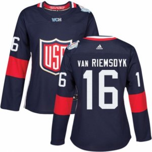 Women\'s Adidas Team USA #16 James van Riemsdyk Premier Navy Blue Away 2016 World Cup Hockey Jersey