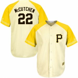 Men\'s Majestic Pittsburgh Pirates #22 Andrew McCutchen Replica Cream Gold Exclusive MLB Jersey