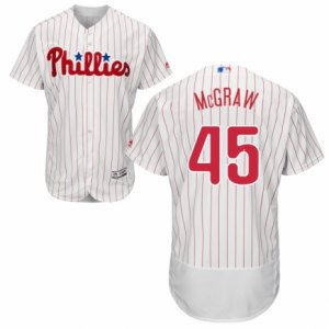 Men\'s Majestic Philadelphia Phillies #45 Tug McGraw White Red Strip Flexbase Authentic Collection MLB Jersey