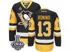 Mens Reebok Pittsburgh Penguins #13 Nick Bonino Authentic Black Gold Third 2017 Stanley Cup Final NHL Jersey