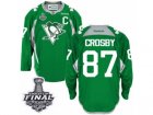 Mens Reebok Pittsburgh Penguins #87 Sidney Crosby Premier Green Practice 2017 Stanley Cup Final NHL Jersey