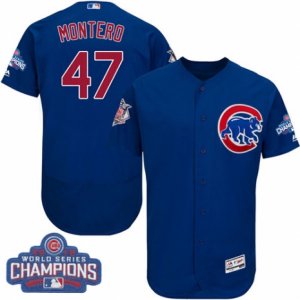 Mens Majestic Chicago Cubs #47 Miguel Montero Royal Blue 2016 World Series Champions Flexbase Authentic Collection MLB Jersey