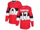 Men Adidas Ottawa Senators #17 Nate Thompson Red Authentic 2017 100 Classic Stitched NHL Jersey
