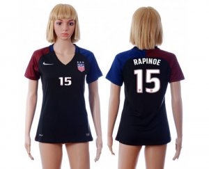 Womens USA #15 Rapinoe Away Soccer Country Jersey