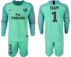 2018-19 Pari Saint-Germain 1 TRAPP Green Goalkeeper Long Sleeve Soccer Jersey