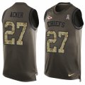 Mens Nike Kansas City Chiefs #27 Kenneth Acker Limited Green Salute to Service Tank Top NFL Jersey