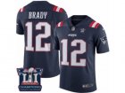 Mens Nike New England Patriots #12 Tom Brady Limited Navy Blue Rush Super Bowl LI Champions NFL Jersey