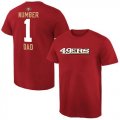 Mens San Francisco 49ers Pro Line College Number 1 Dad T-Shirt Red