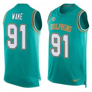 Nike Miami Dolphins #91 Cameron Wake Aqua Green Team Color Men Stitched NFL Limited Tank Top Jersey