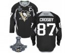 Mens Reebok Pittsburgh Penguins #87 Sidney Crosby Authentic Black Practice 2017 Stanley Cup Champions NHL Jersey