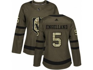 Women Adidas Vegas Golden Knights #5 Deryk Engelland Authentic Green Salute to Service NHL Jersey