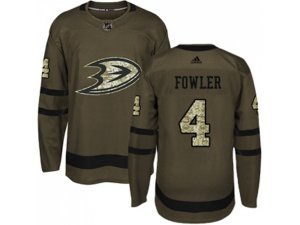 Youth Adidas Anaheim Ducks #4 Cam Fowler Green Salute to Service Stitched NHL Jersey