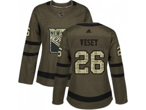 Women Adidas New York Rangers #26 Jimmy Vesey Green Salute to Service Stitched NHL Jersey