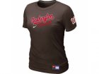 Women MLB Washington Nationals Brown Nike Short Sleeve Practice T-Shirt