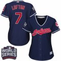 Womens Majestic Cleveland Indians #7 Kenny Lofton Authentic Navy Blue Alternate 1 2016 World Series Bound Cool Base MLB Jersey