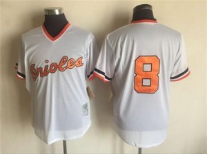 Orioles #8 Cal Ripken Jr. White Cooperstown Collection Jersey