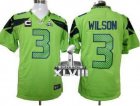 Nike Seattle Seahawks #3 Russell Wilson Green Alternate With C Patch Super Bowl XLVIII NFL Game Jersey