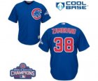 Youth Majestic Chicago Cubs #38 Carlos Zambrano Authentic Royal Blue Alternate 2016 World Series Champions Cool Base MLB Jersey