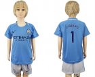 2017-18 Manchester City 1 C.BRAVO Home Youth Soccer Jersey