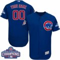 Mens Majestic Chicago Cubs Customized Royal Blue 2016 World Series Champions Flexbase Authentic Collection MLB Jersey