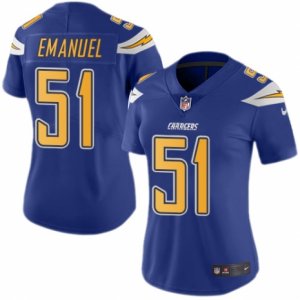 Women\'s Nike San Diego Chargers #51 Kyle Emanuel Limited Electric Blue Rush NFL Jersey