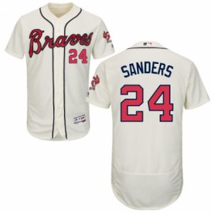 Men\'s Majestic Atlanta Braves #24 Deion Sanders Cream Flexbase Authentic Collection MLB Jersey