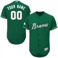 Atlanta Braves Green Celtic Mens Customized Flexbase Jersey