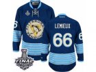 Mens Reebok Pittsburgh Penguins #66 Mario Lemieux Authentic Navy Blue Third Vintage 2017 Stanley Cup Final NHL Jersey