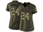 Women Nike New England Patriots #24 Stephon Gilmore Limited Green Salute to Service NFL Jersey