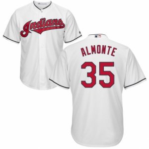 Men\'s Majestic Cleveland Indians #35 Abraham Almonte Authentic White Home Cool Base MLB Jersey