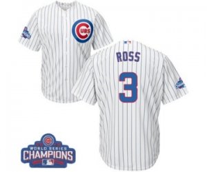 Youth Majestic Chicago Cubs #3 David Ross Authentic White Home 2016 World Series Champions Cool Base MLB Jersey
