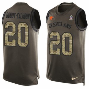 Men\'s Nike Cleveland Browns #20 Briean Boddy-Calhoun Limited Green Salute to Service Tank Top NFL Jersey