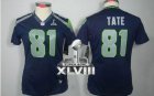 Nike Seattle Seahawks 81 Golden Tate Steel Blue Super Bowl XLVIII Women NFL Jersey