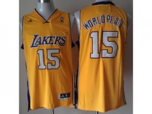 nba Los Angeles Lakers #15 Metta World Peace Yellow Jerseys(Revolution 30 Swingman)