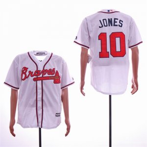 Braves #10 Chipper Jones White Cool Base Jersey