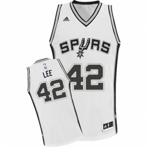 Men\'s Adidas San Antonio Spurs #42 David Lee Swingman White Home NBA Jersey
