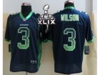 2015 Super Bowl XLIX Nike Seattle Seahawks #3 Wilson Blue Jerseys(Drift Fashion Elite)