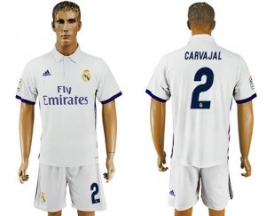 Real Madrid #2 Carvajal White Home Soccer Club Jersey