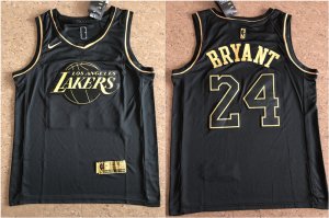 Lakers #24 Kobe Bryant Black Gold Nike Swingman Jersey