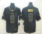 Mens New Orleans Saints #9 Drew Brees Black 100th Season Golden