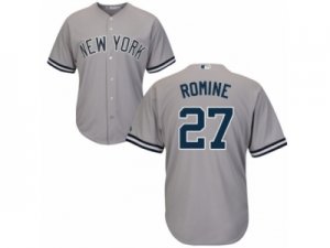 Mens Majestic New York Yankees #27 Austin Romine Replica Grey Road MLB Jersey