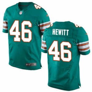 Mens Nike Miami Dolphins #46 Neville Hewitt Elite Aqua Green Alternate NFL Jersey