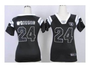 Nike women jerseys oakland raiders #24 woodson black[fashion Rhinestone sequins][woodson]